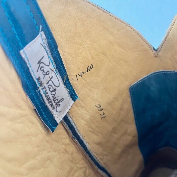 NEW Rod Patrick Mens Cowboy Boots 14.5AA Black Smooth Ostrich Leather Square Toe - Picture 9 of 12